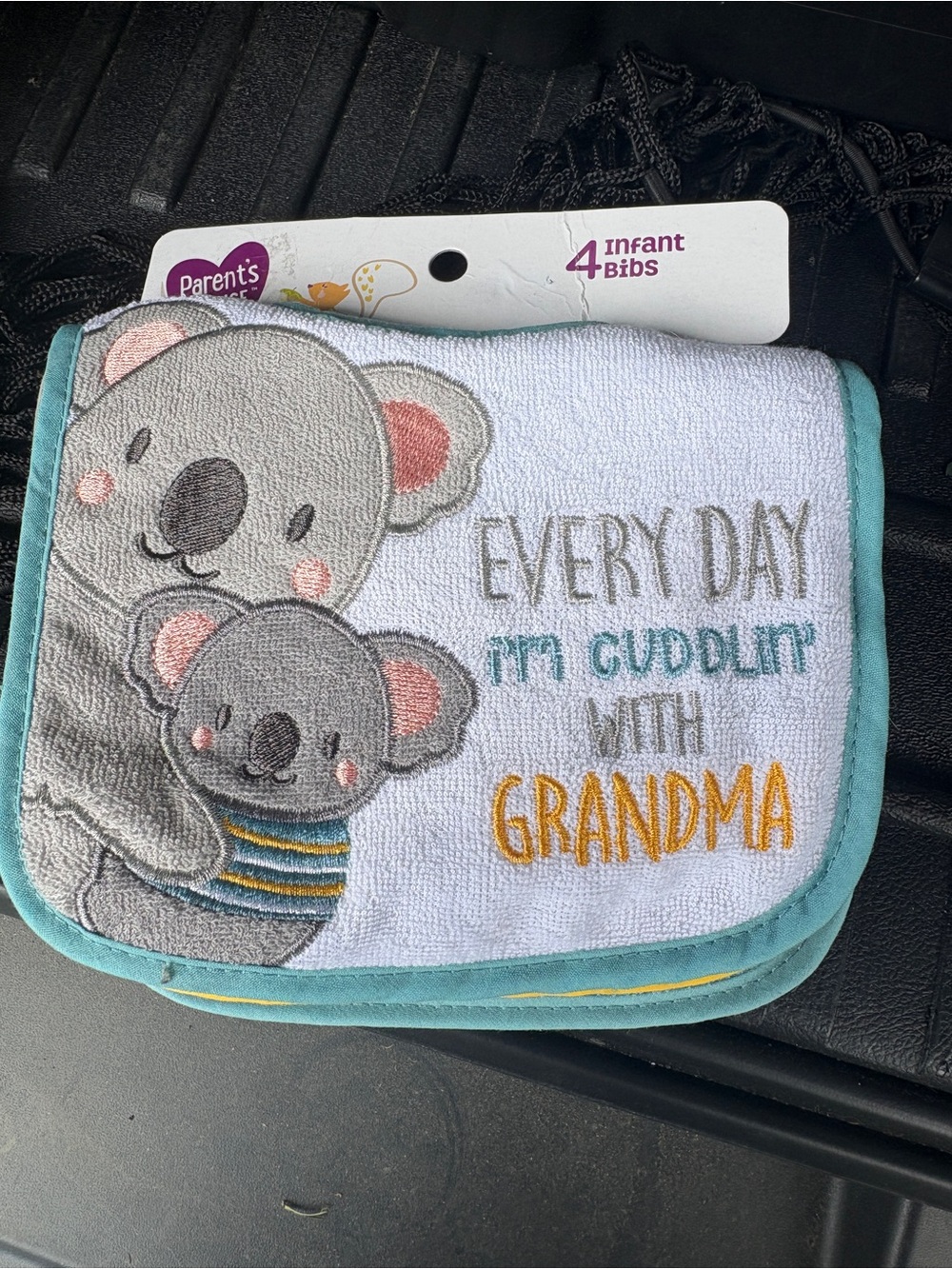 Choice Teal Koala Bib - "Every Day I'm Cuddlin' With Grandma"